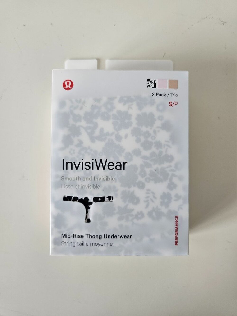 NWT LULULEMON Black Pink Beige Smooth Invisible InvisiWear MR Thong 3 Pack Small